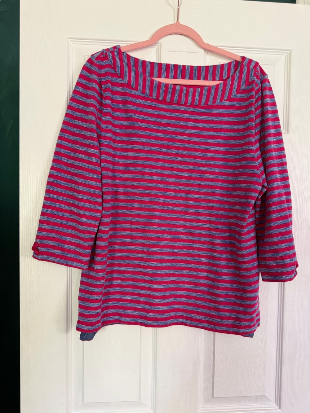 Talbots Pink and Blue Striped Boatneck Top